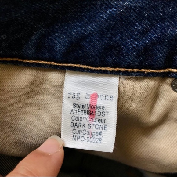 Rag & Bone High Rise Raw Hem Cropped Dark Stone Wash Skinny Jeans Size 28 - Picture 8 of 11